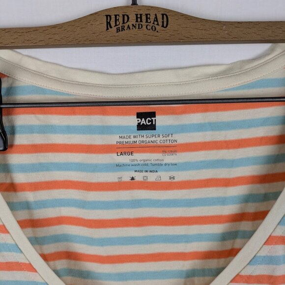 Pact Organic Cotton Striped Tee – Size Large - Picture 3 of 3